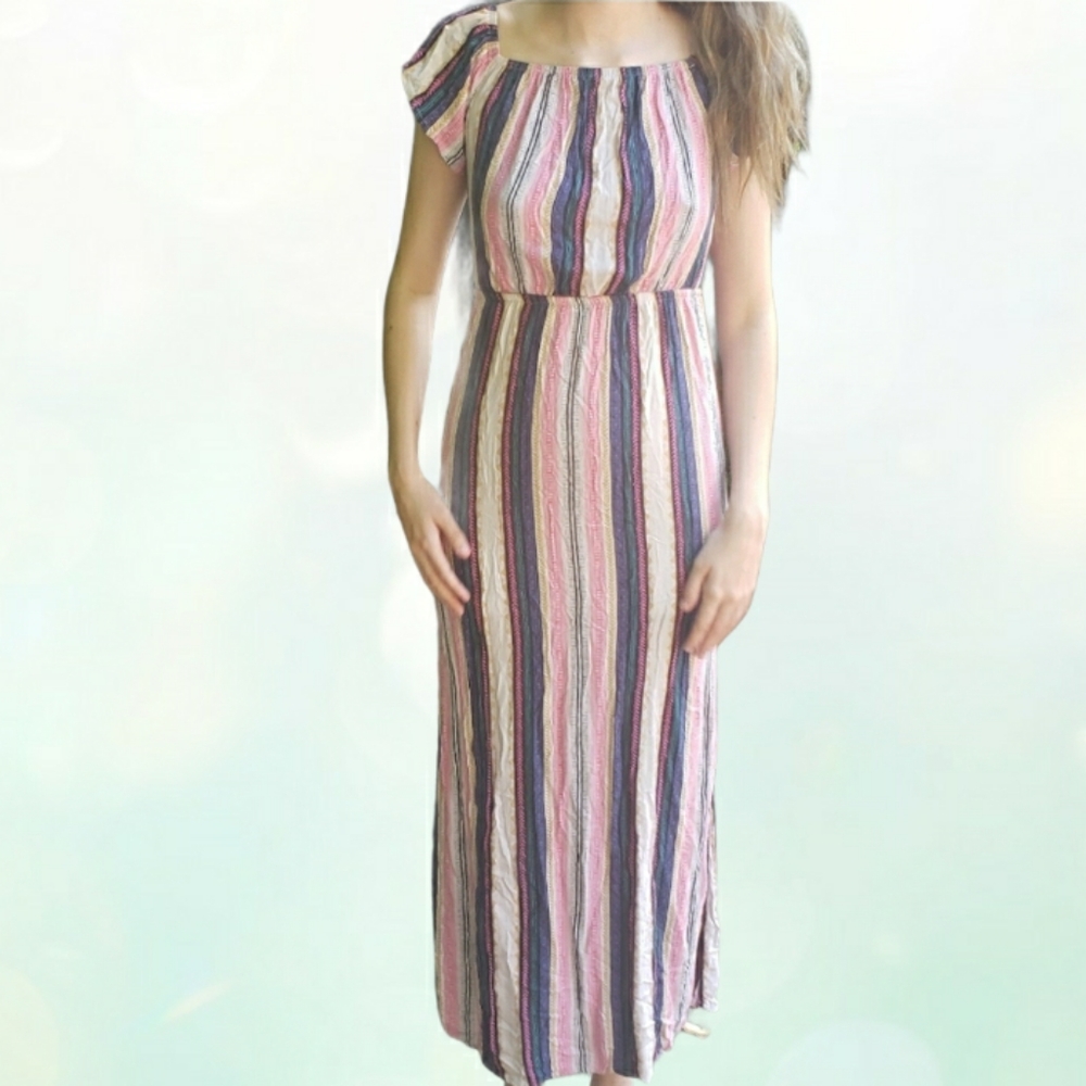 One Clothing Maxi Dress Multicolored Striped Small